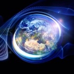 earth with a blue energy field